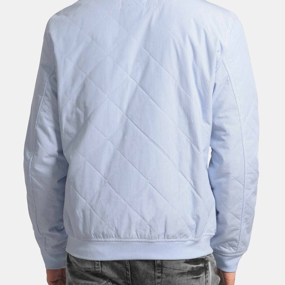 OLGYN Men Padded Quilted Light Blue Bomber Jacket - Picture 2 of 4